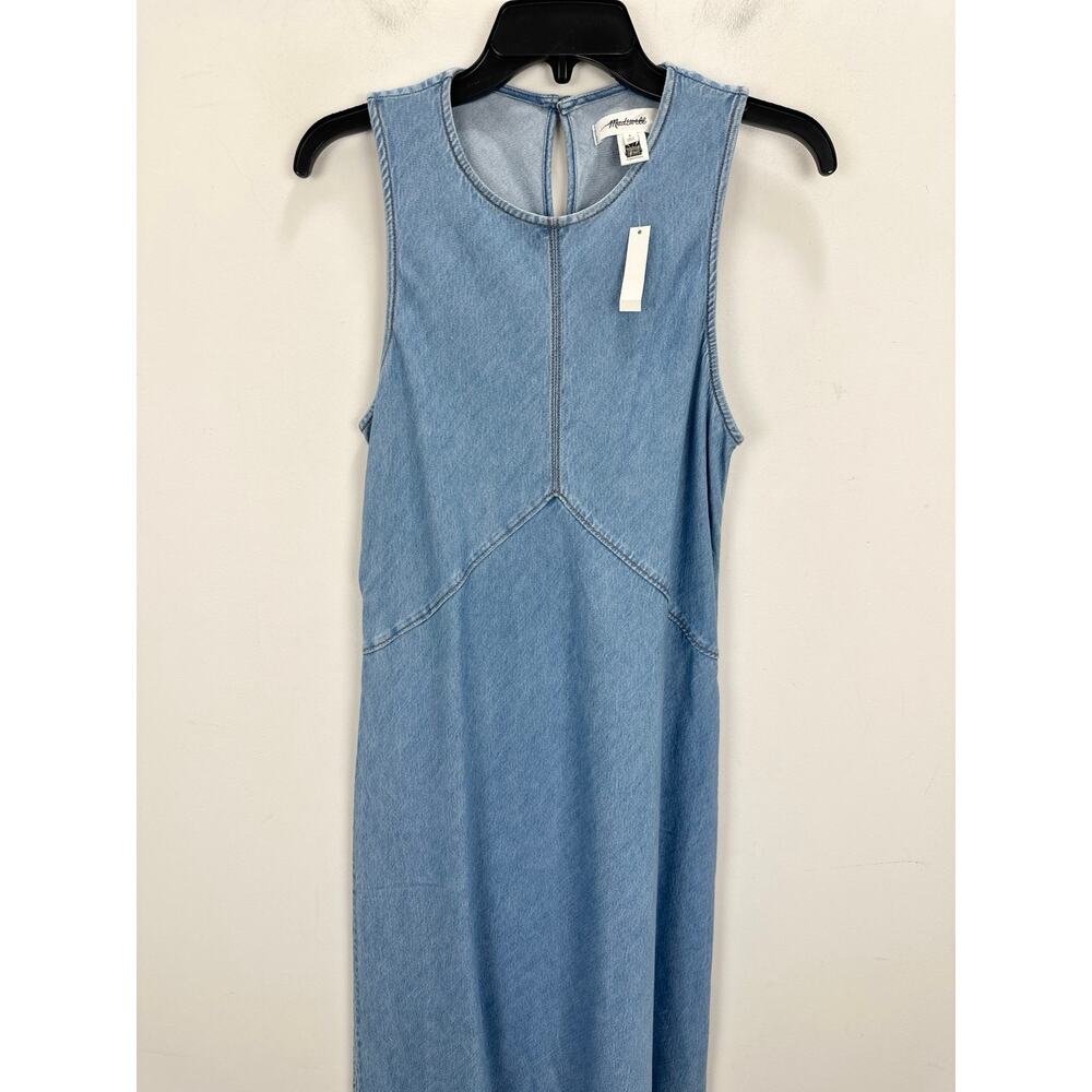 Madewell Seamed Maxi Dress in Airy Denim A Line Clean Soft Sky Blue US 6 NWT - Picture 8 of 13